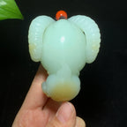 收藏级新疆且末金山矿糖白玉三阳开泰手把件（221.8g）