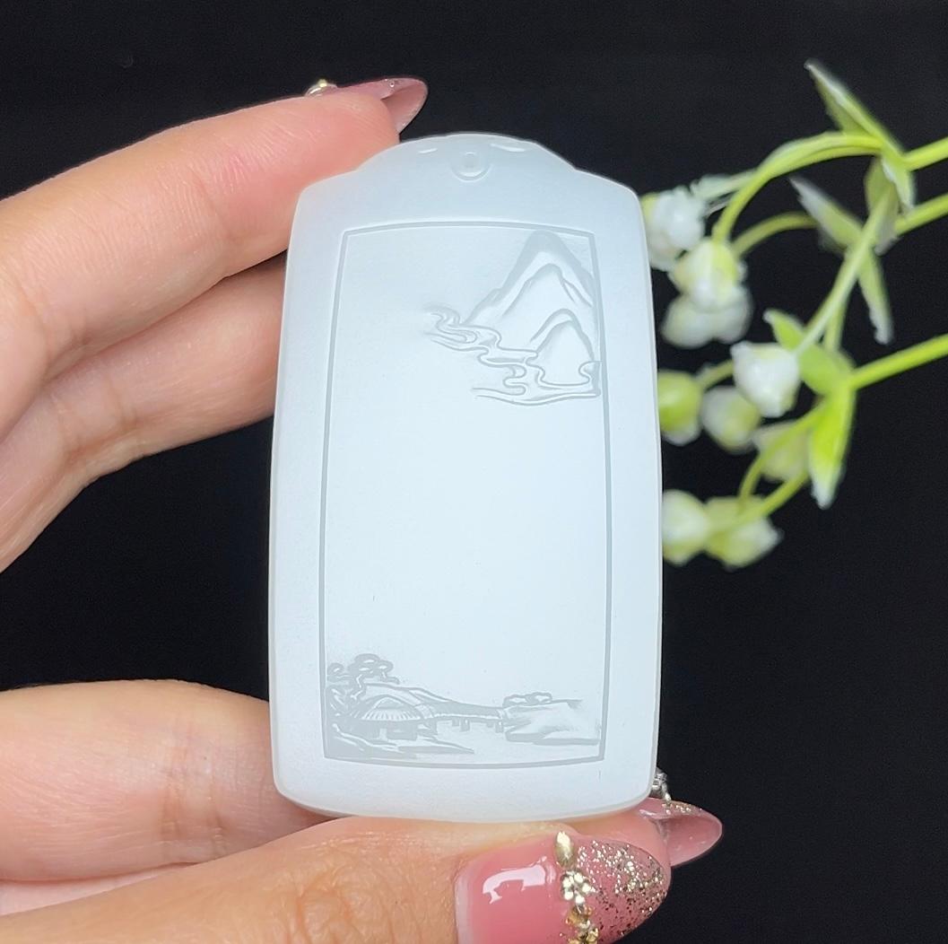 高品质和田玉羊脂白玉山水牌（67.7g）
