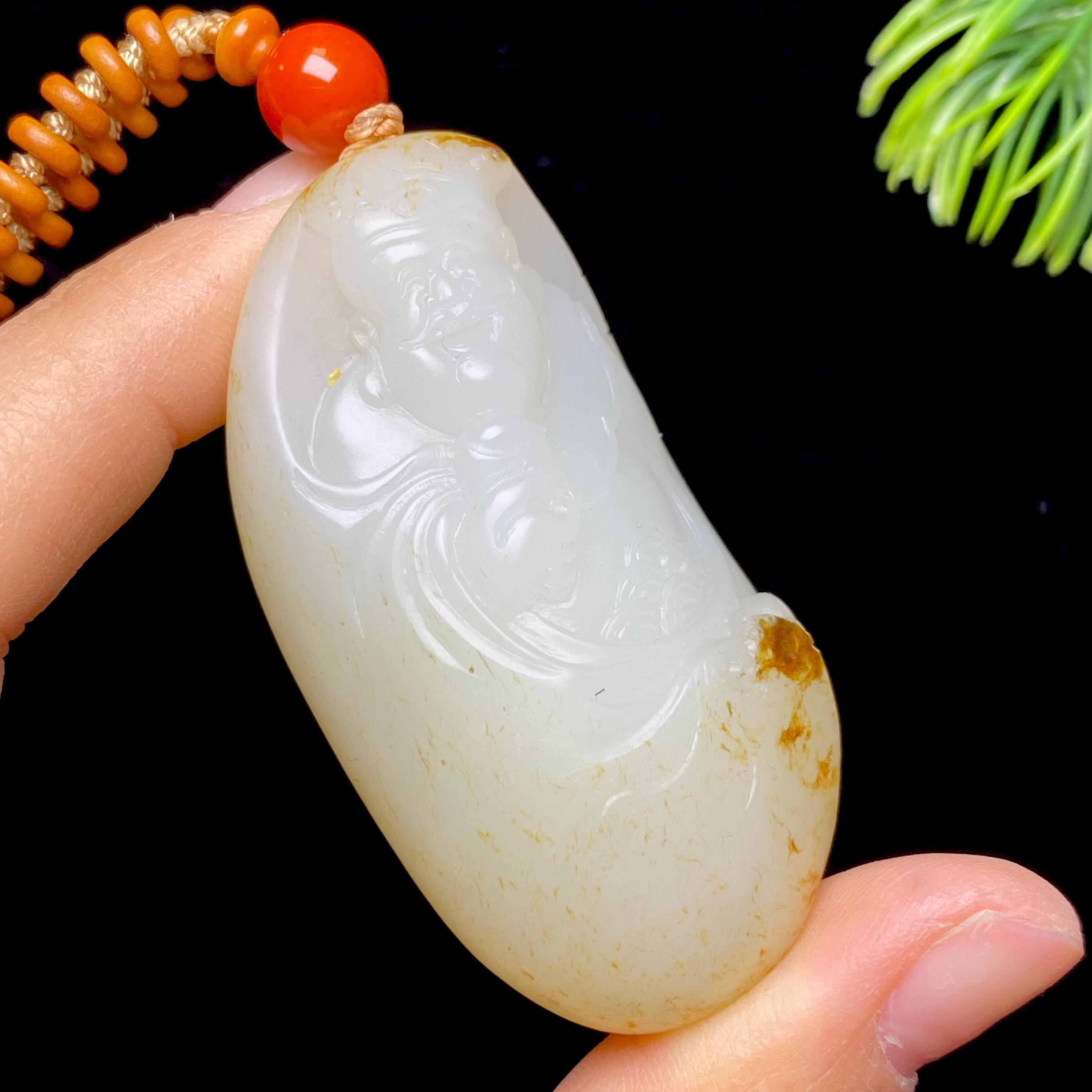 和田玉籽料财神（69.4g）