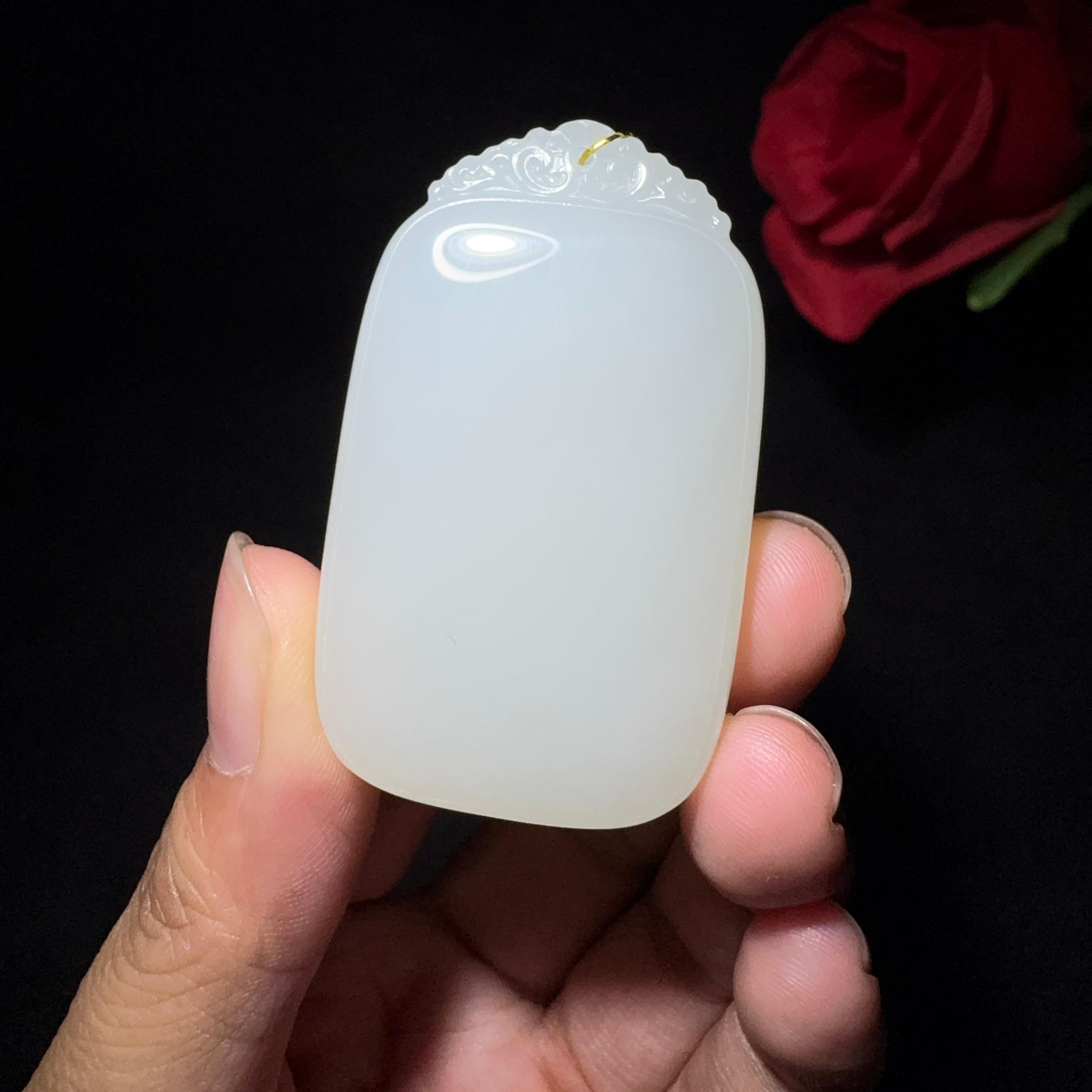 和田玉白玉平安无事牌（38.7g）