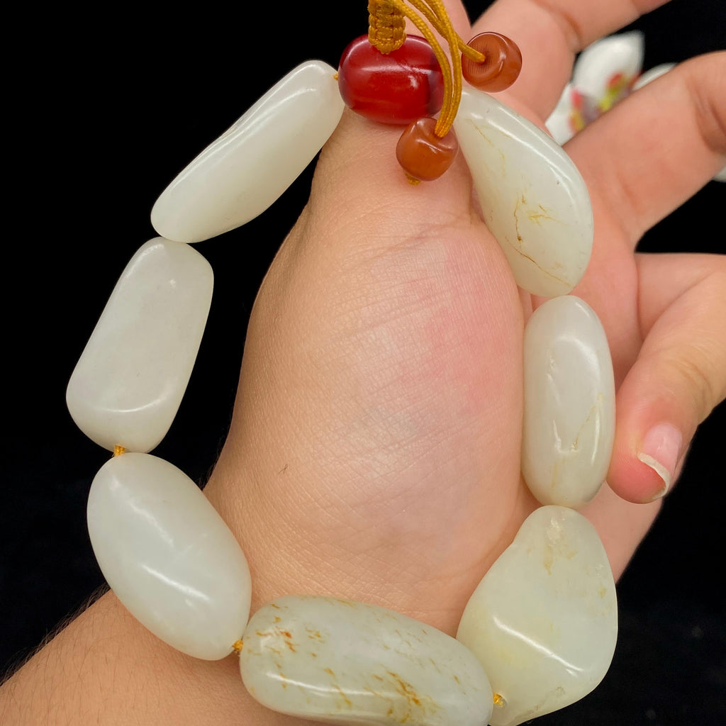 和田玉洒金皮籽料【精品手串】（94.8g）