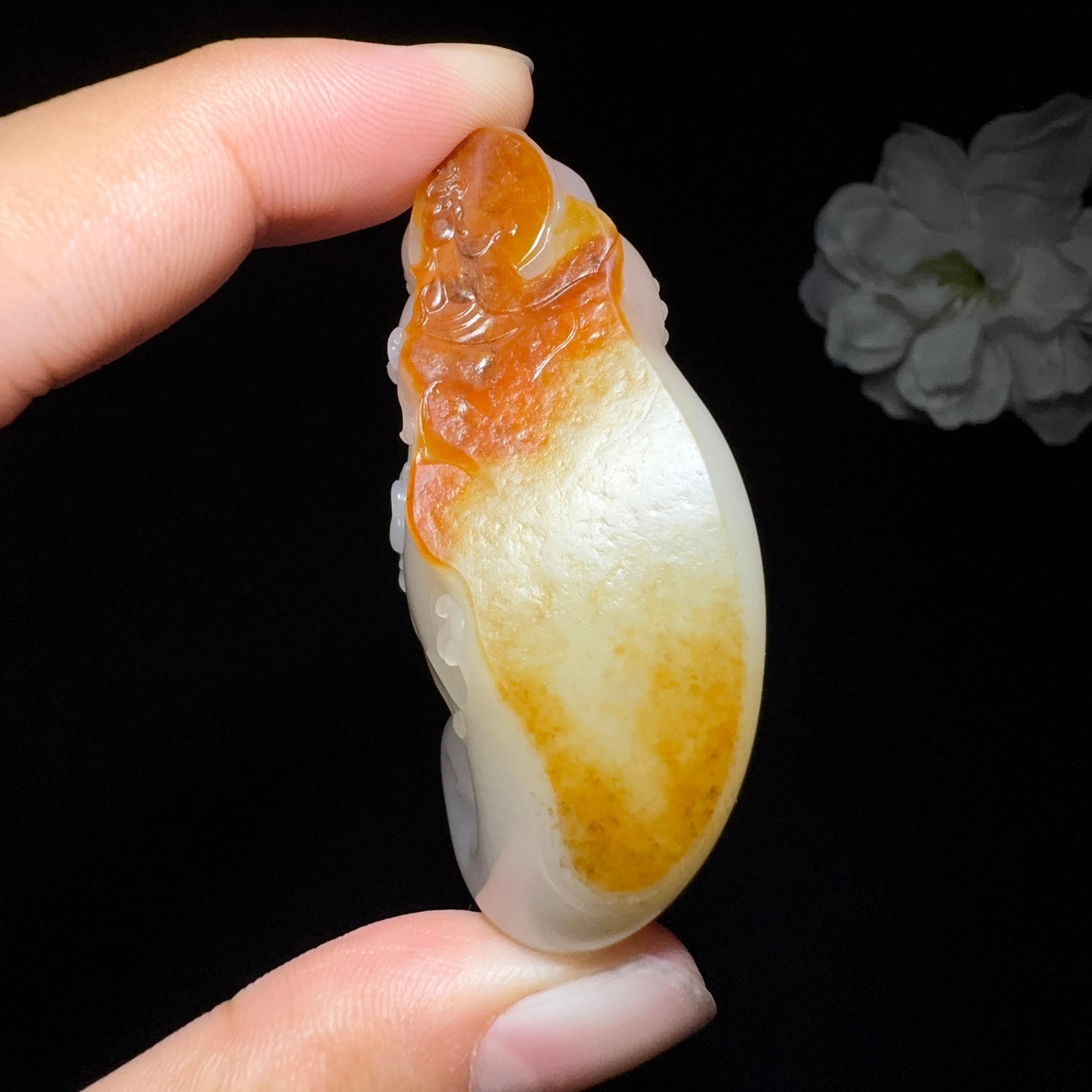 高品质和田玉籽料观音挂件（44.5g）