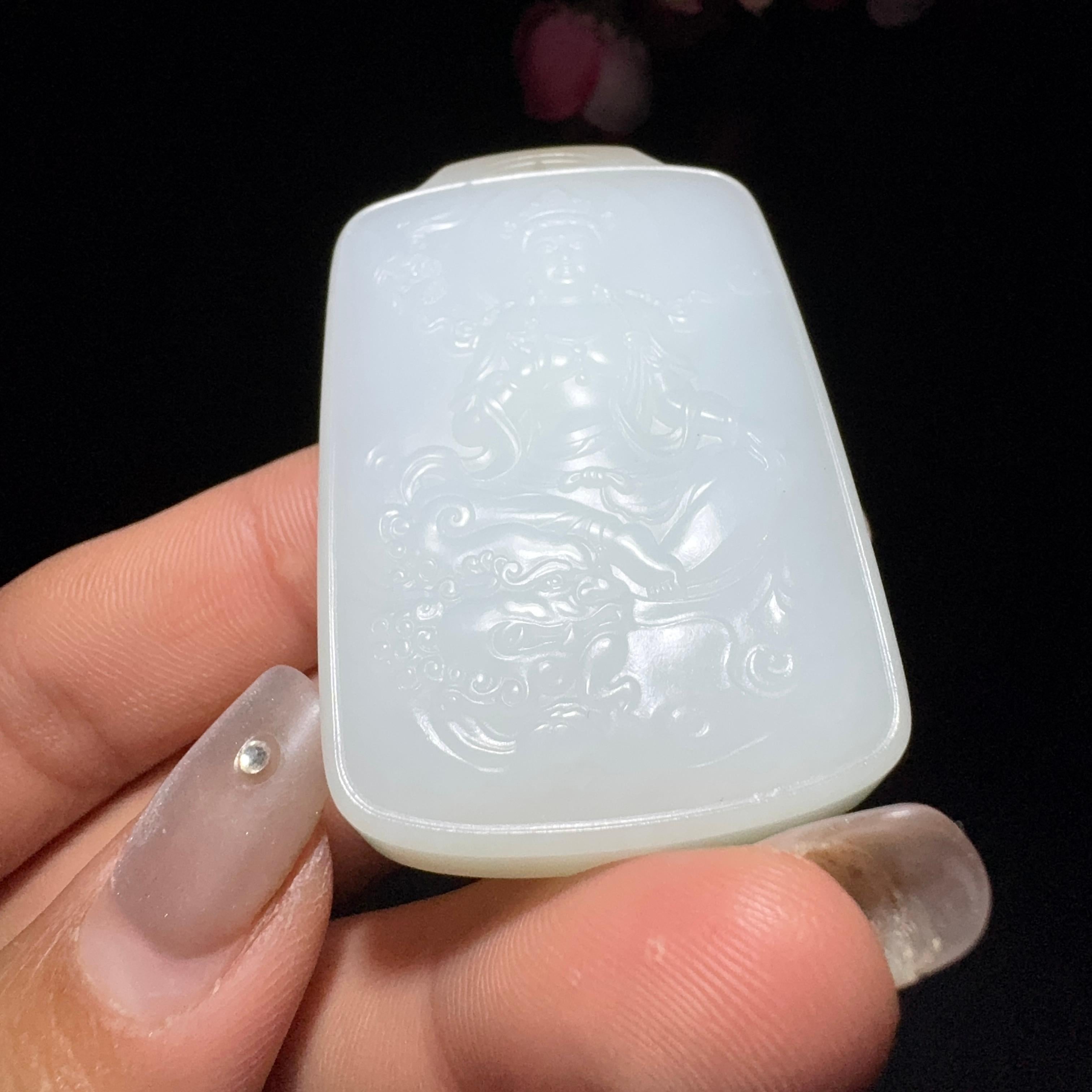 和田玉白玉挂件文殊菩萨（50.2g）