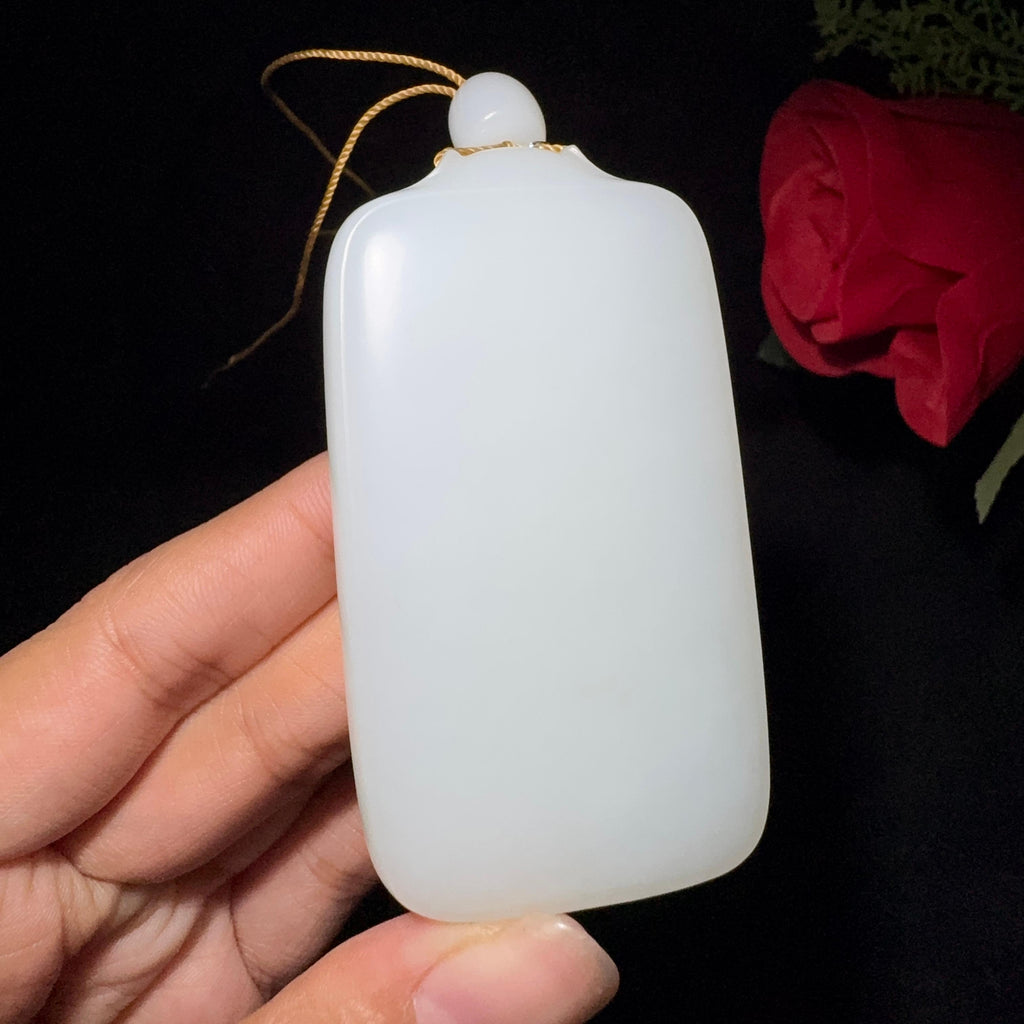 和田玉羊脂白玉平安无事牌（110.5g）