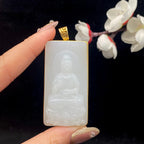 和田玉白玉籽料18k金镶【观音】（43g）