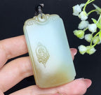 和田玉且末糖莲花无相佛平安无事牌（59.1g）