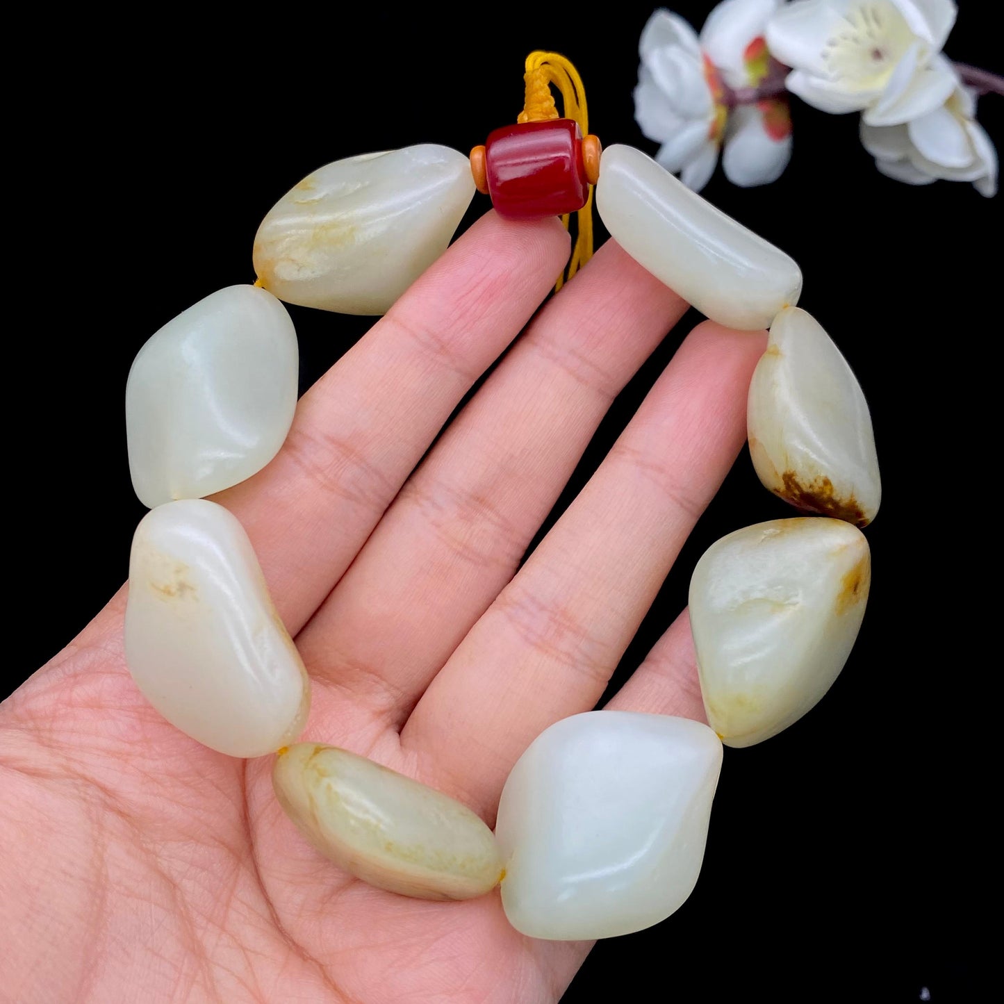 和田玉聚黄皮【精品手串】（113.2g）