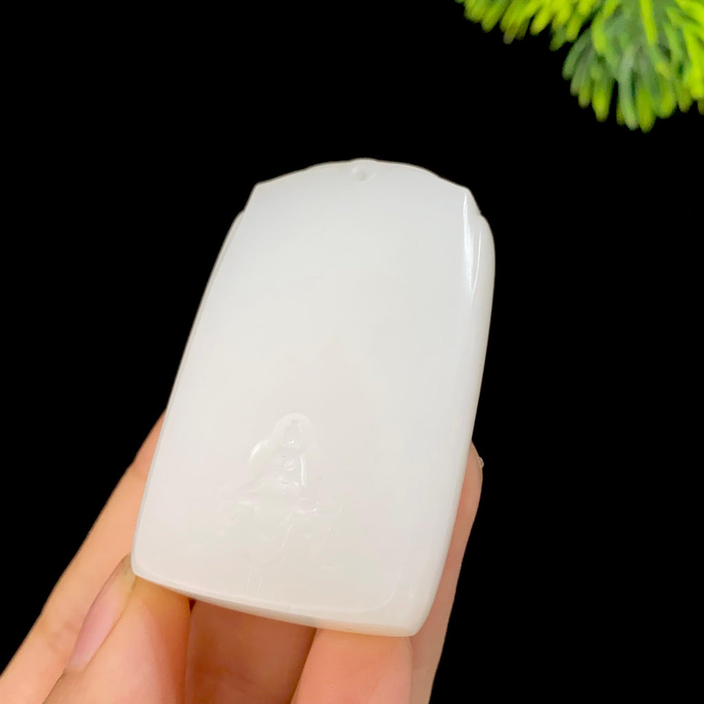 和田玉羊脂白玉平安无事牌（35.2g）