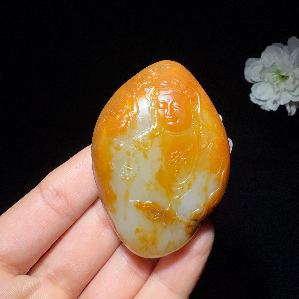 和田玉籽料观音挂件（80.9g）