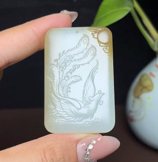 新疆和田玉且末糖白羊脂玉凤凰（35.2g）