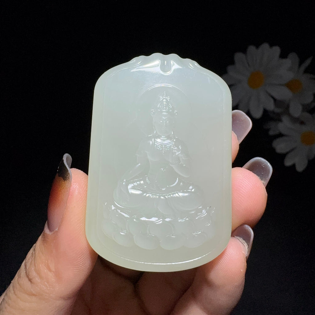 和田玉冰底清水挂件观音菩萨（41.2g）
