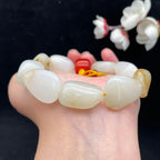 和田玉白玉带洒金皮籽料【精品手串】（58.4g）
