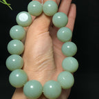 收藏级和田籽料青玉圆珠手串（90.0g）