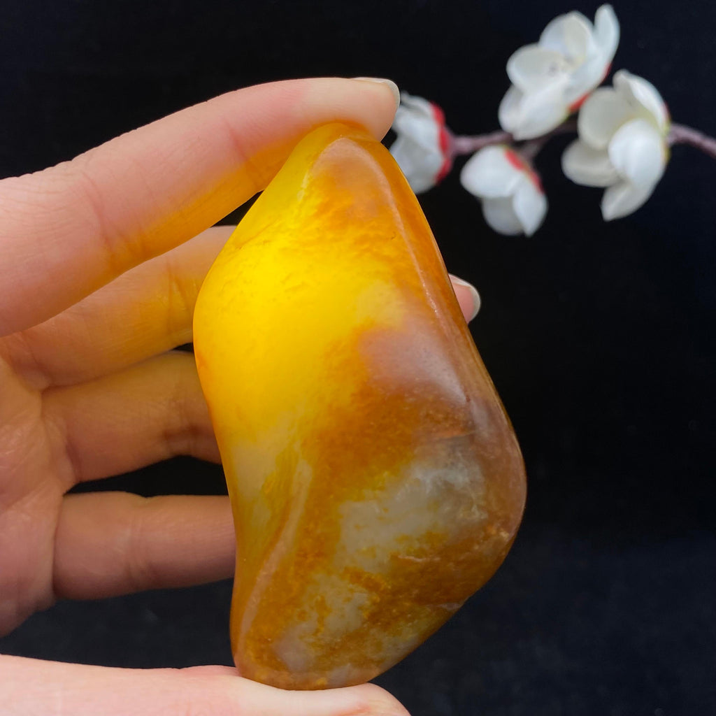 和田玉聚黄皮籽料手把件（70.9g）