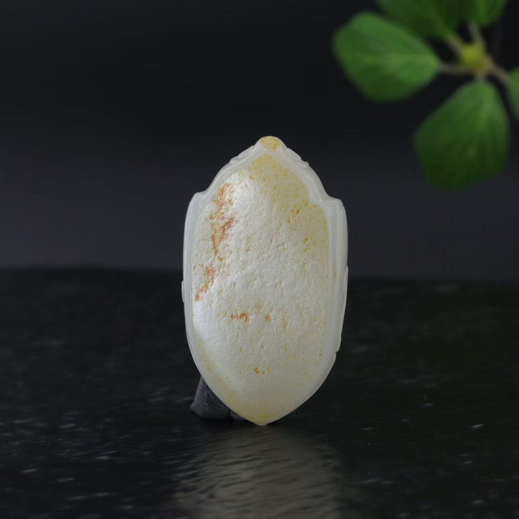 和田玉洒金皮无事牌挂件（53.7g）