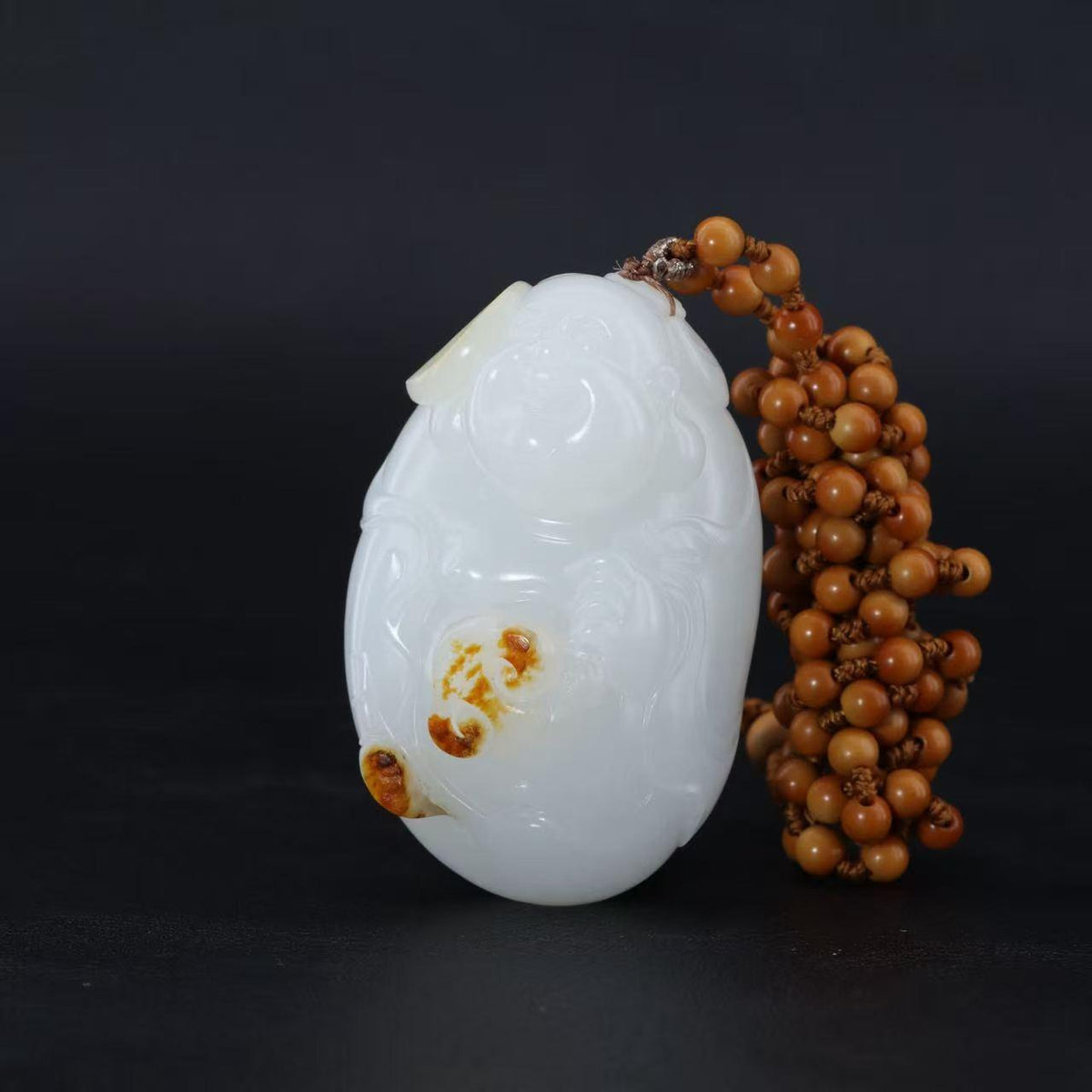 和田玉洒金皮弥勒佛挂坠（46g）
