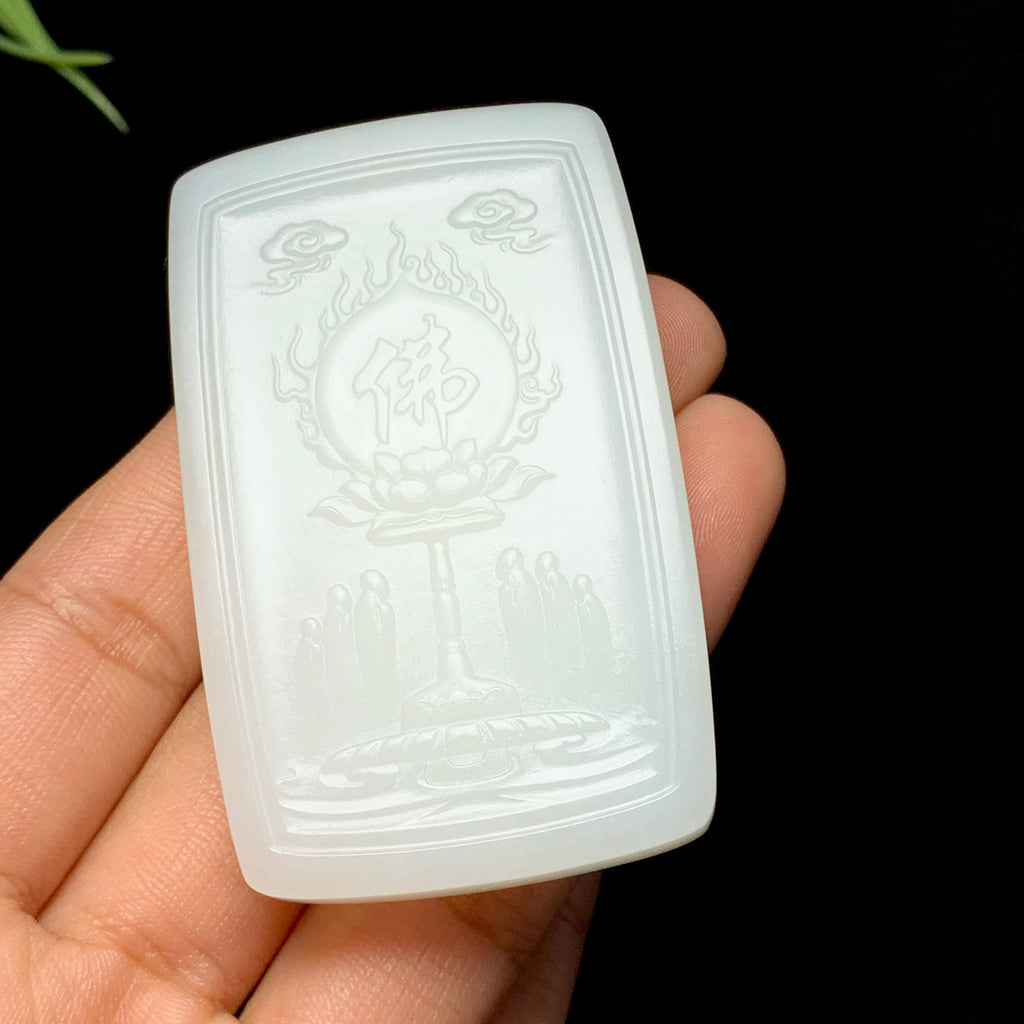 顶级和田羊脂白玉千手观音牌（53.0g）