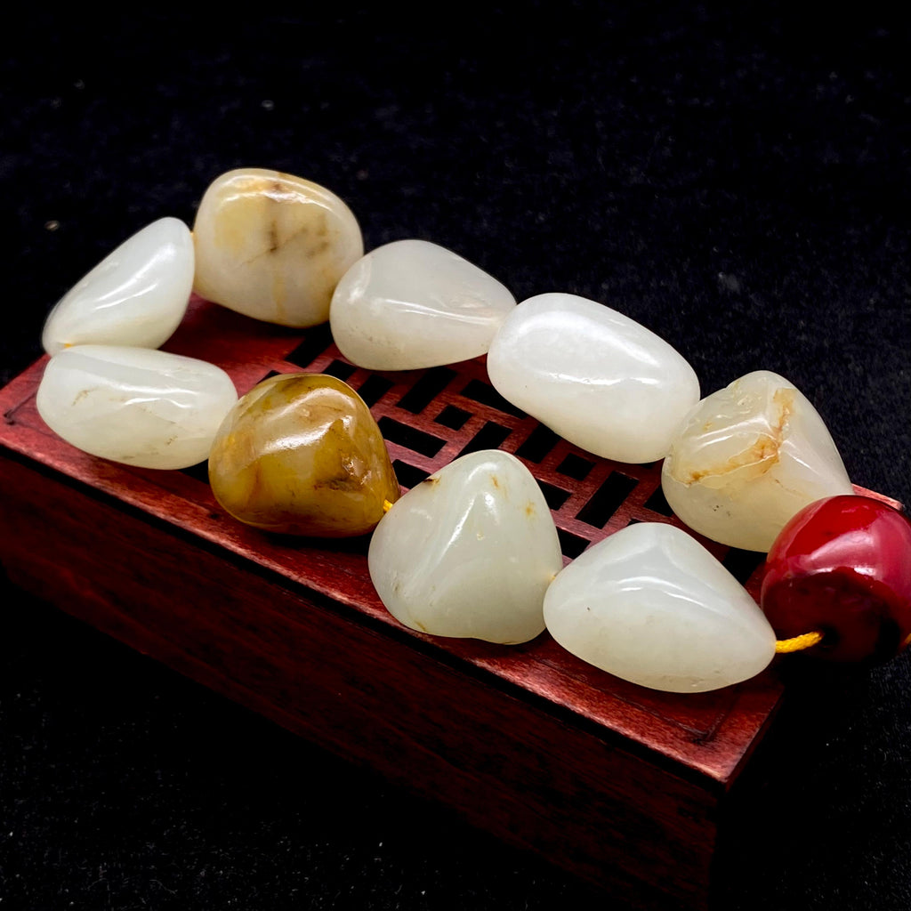 和田玉黄皮【精品手串】（82.3g）