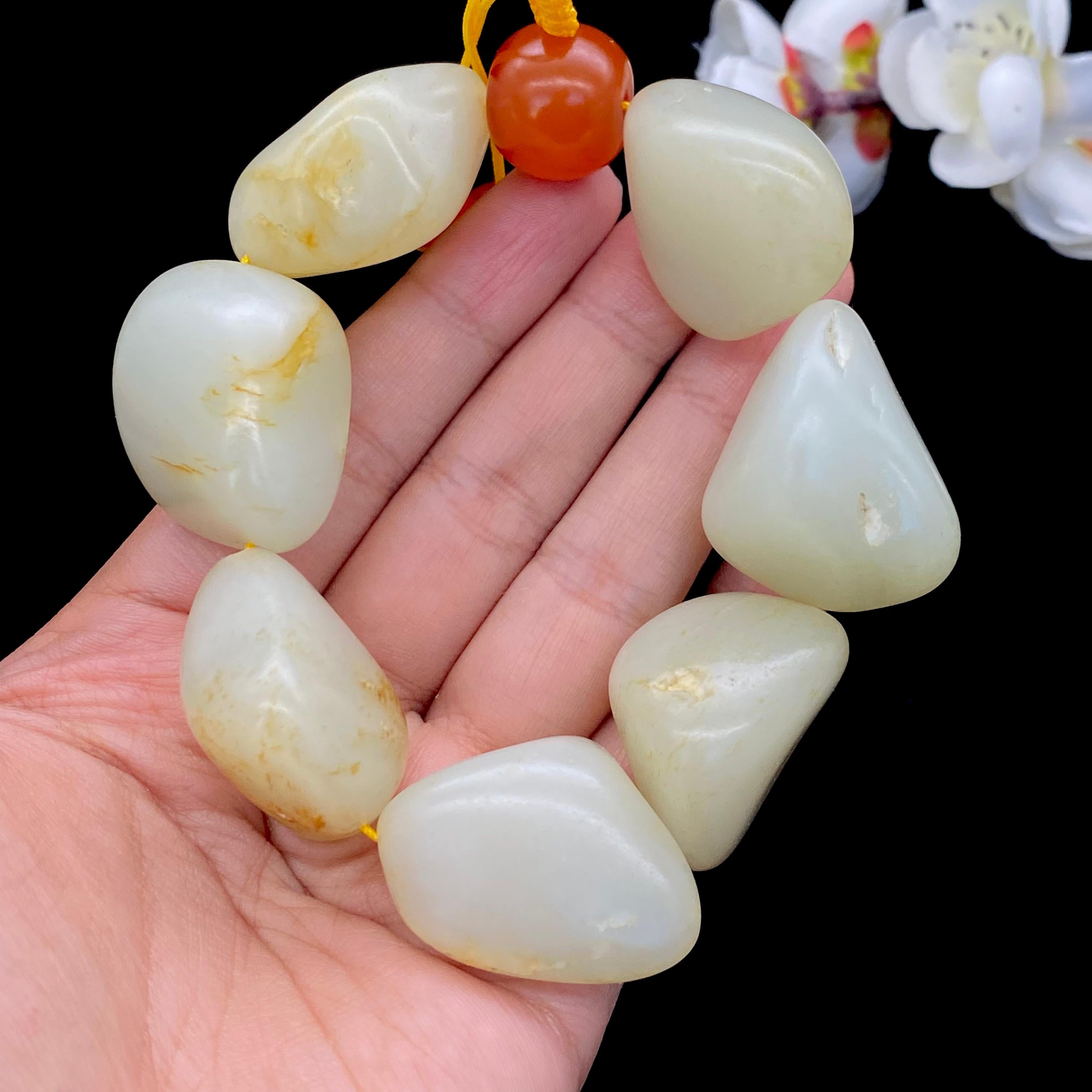 和田玉洒金皮【精品手串】（154.9g）