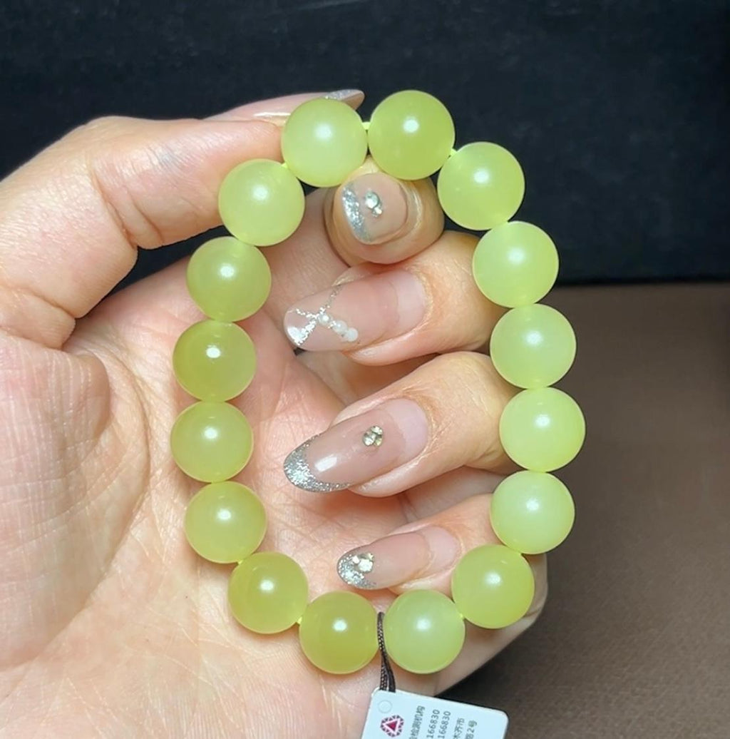 新疆和田玉若羌黄口圆珠手串（40.5g）