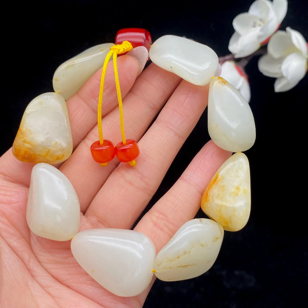 和田玉洒金皮【精品手串】（77.6g）