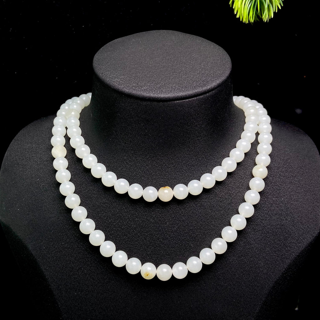 和田玉籽料圆珠项链（88.0g）