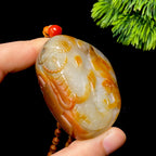 和田玉籽料封侯拜象把件（110.9g）