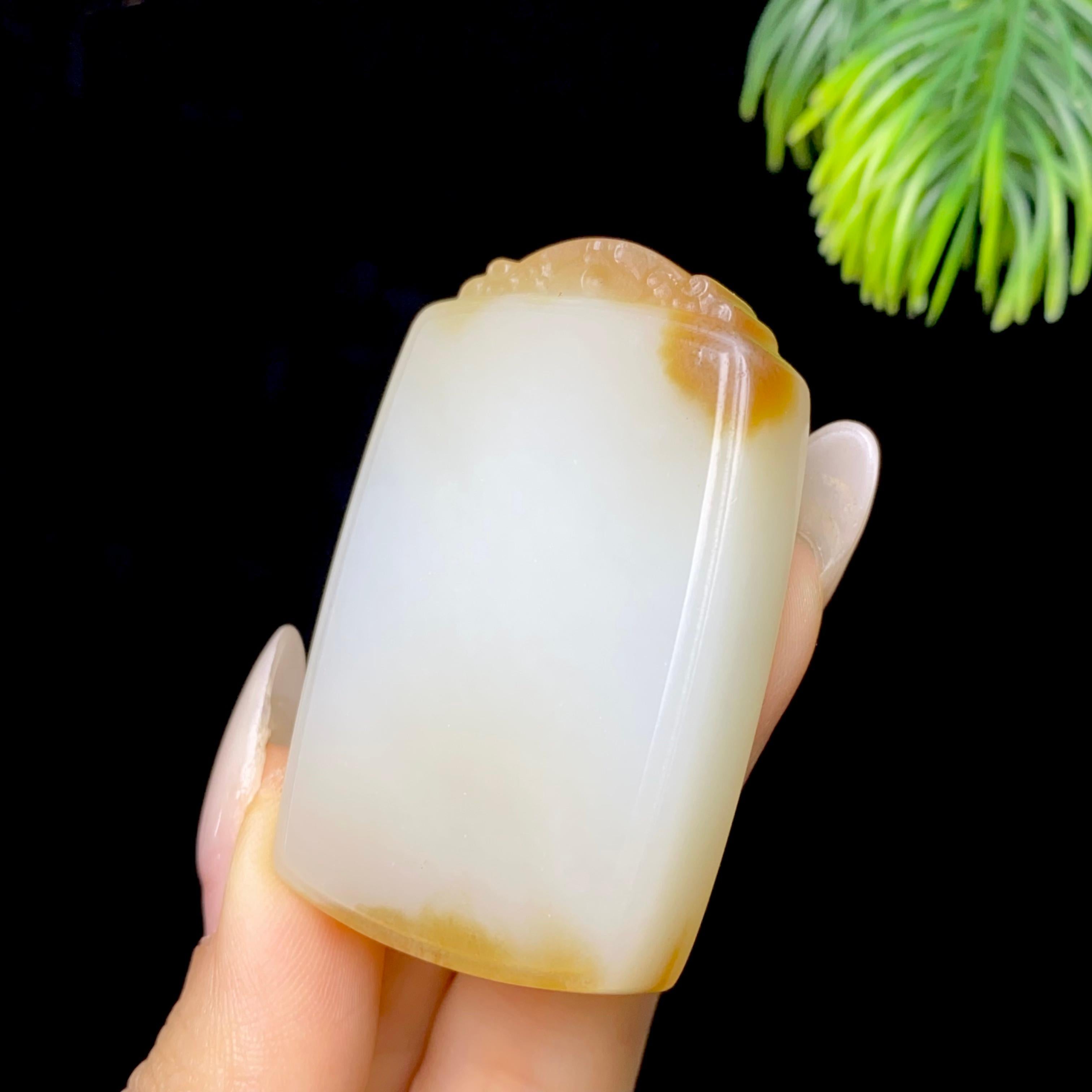 和田玉白玉糖白无事牌（42.3g）
