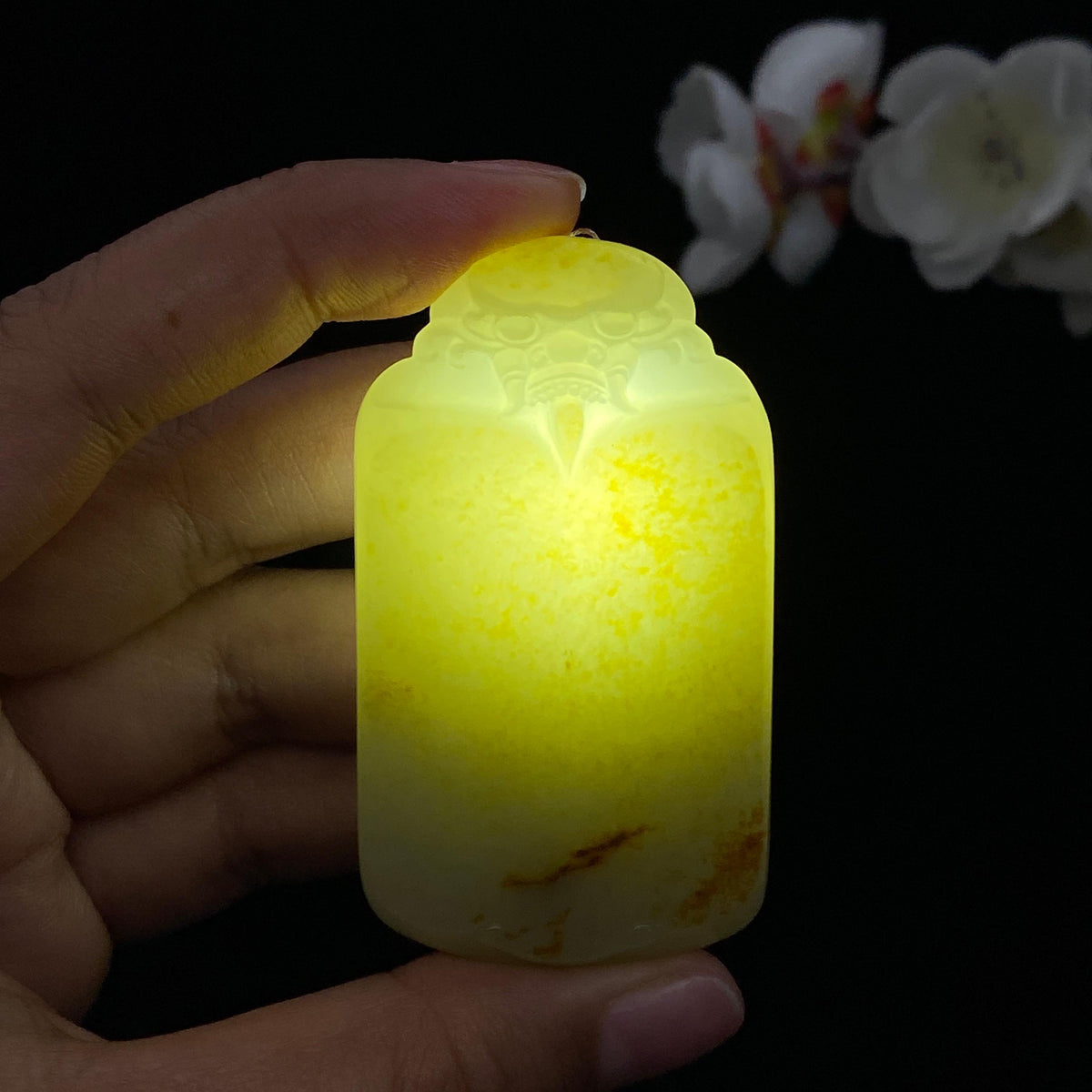 和田玉洒金皮籽料【兽面守护牌】（56g）