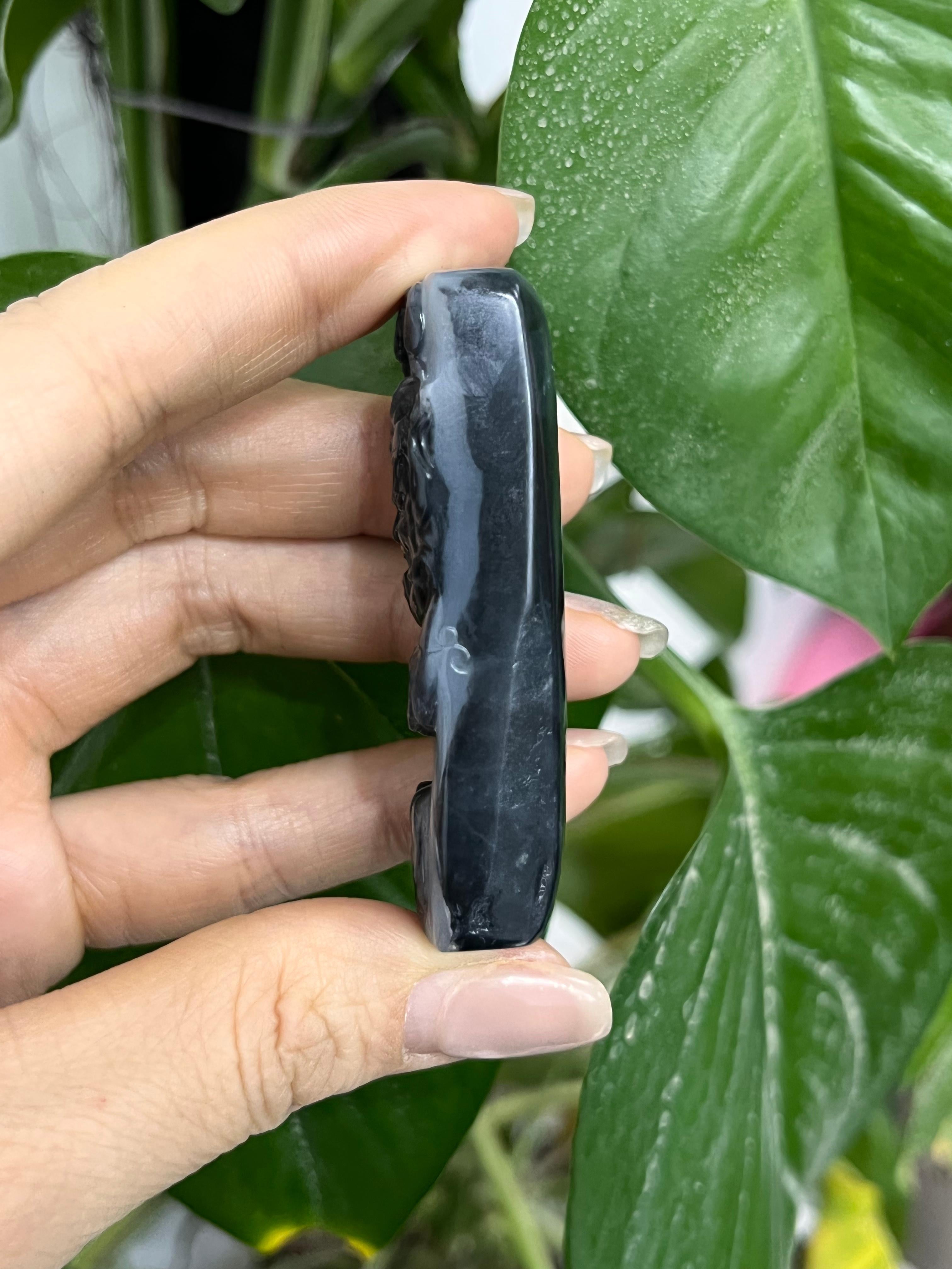 和田籽料青花钟馗纳福（61.3g）