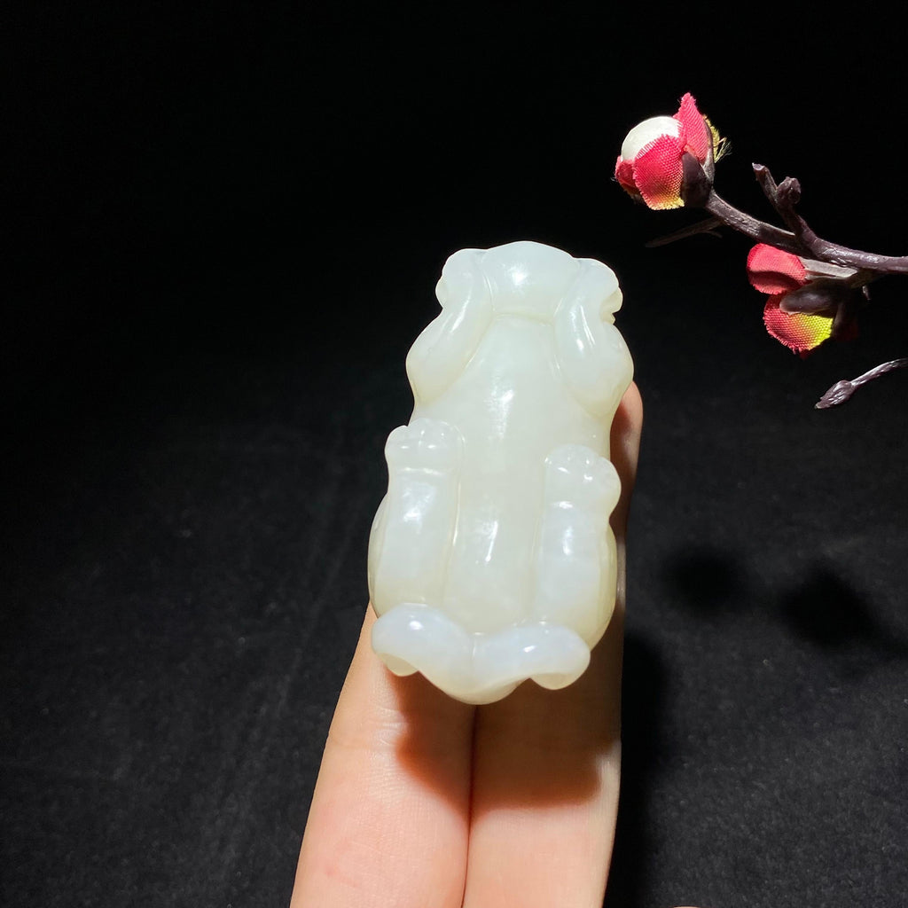 精品和田山料糖白玉貔貅挂件（70.5g）