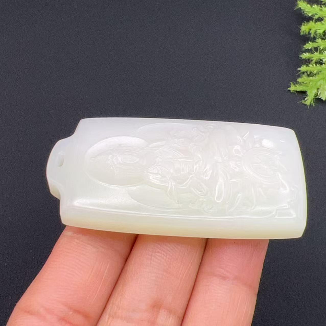 和田玉羊脂白玉观音玉牌（38.0g）