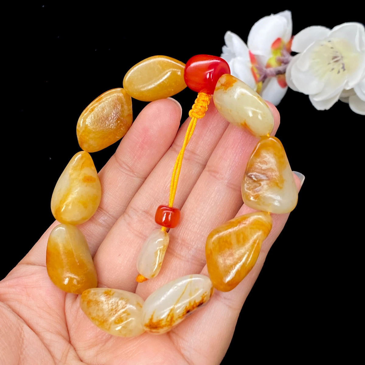 和田玉聚黄皮籽料【精品手串】（46.3g）