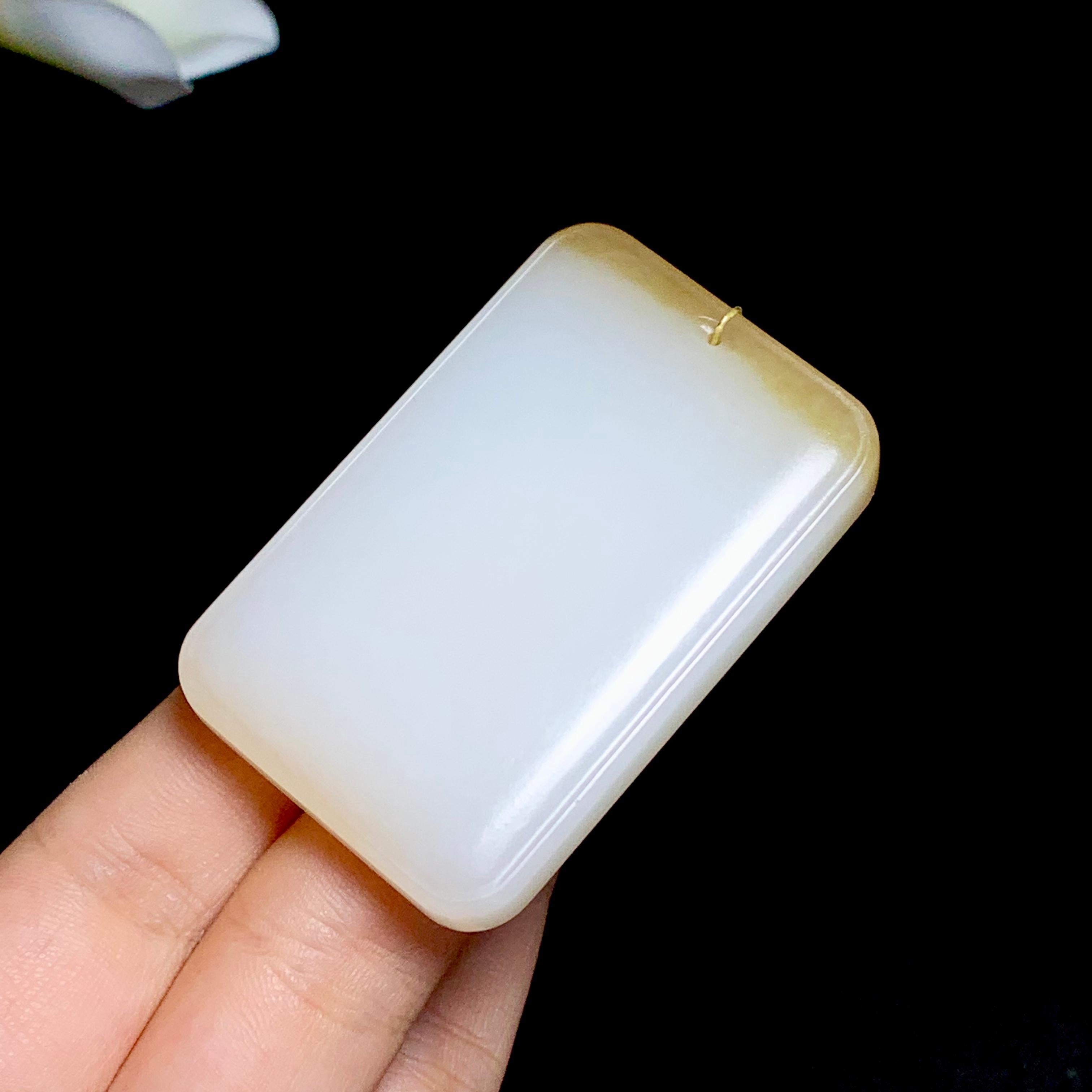 高品质和田糖白玉无事牌（51.8g）