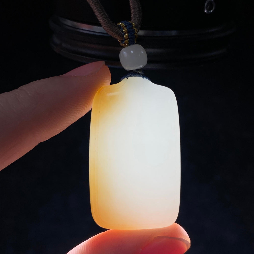 和田玉糖白无事牌（17.4g）