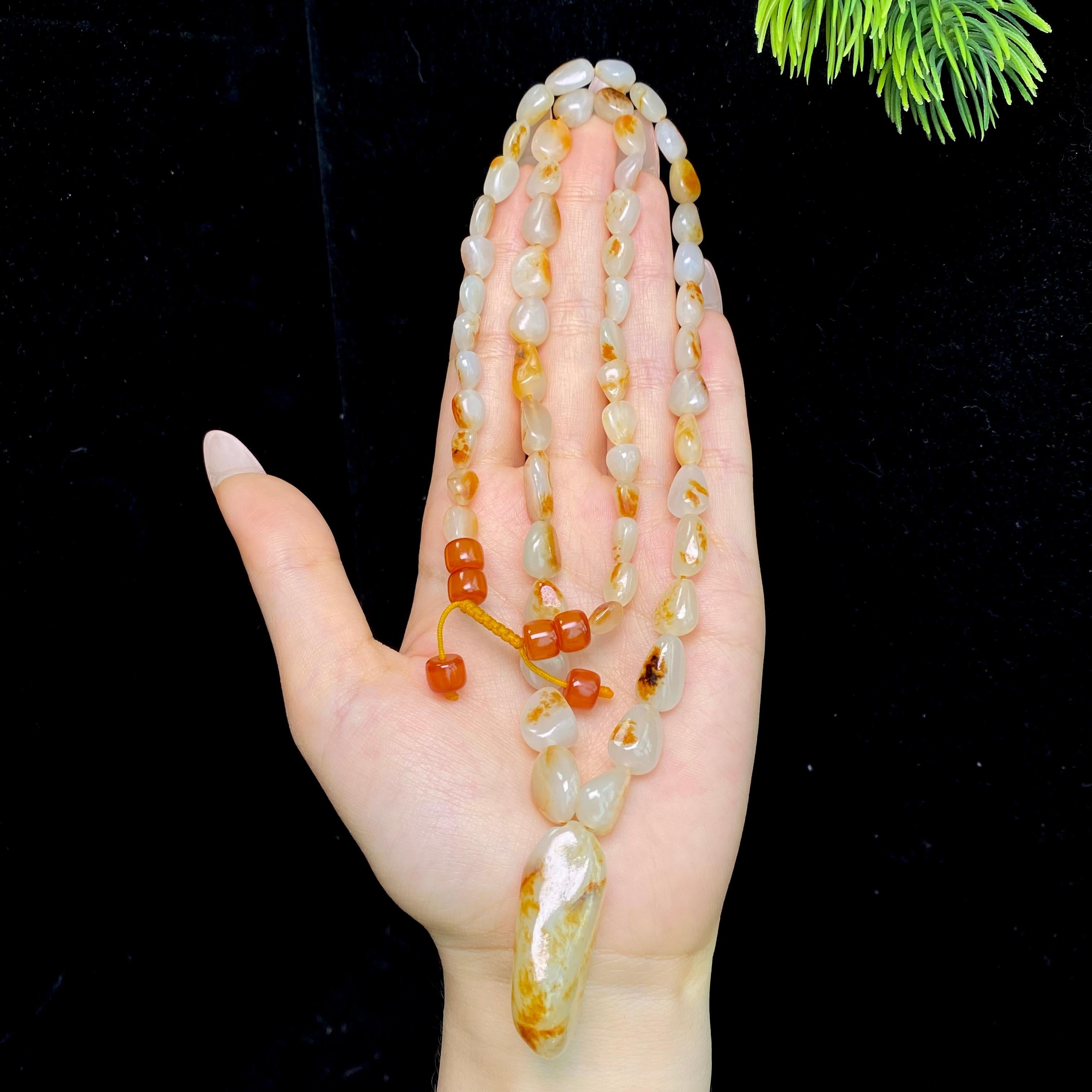 和田玉洒金皮籽料项链（47.9g）