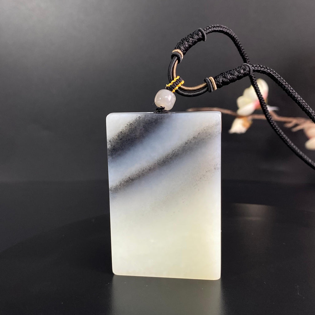和田玉青花平安无事牌（38.2g）