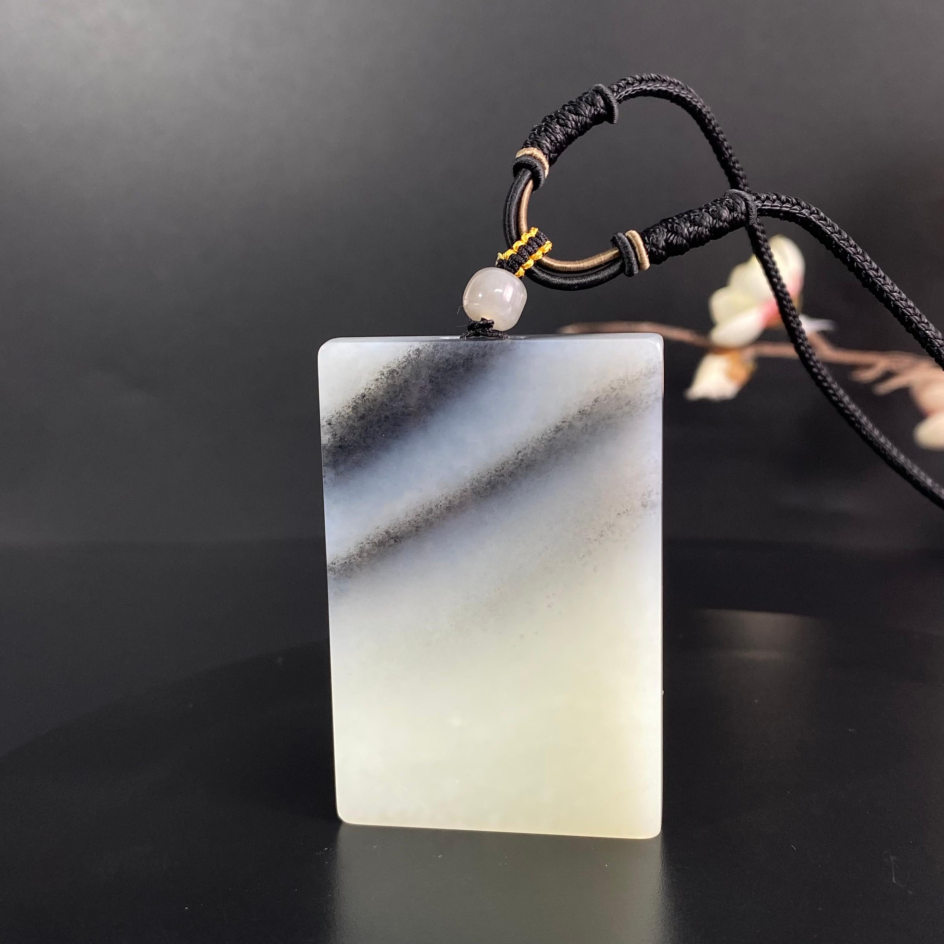 和田玉青花平安无事牌（38.2g）