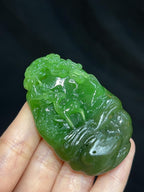 和田玉碧玉苹果绿一路如意（38.8g）