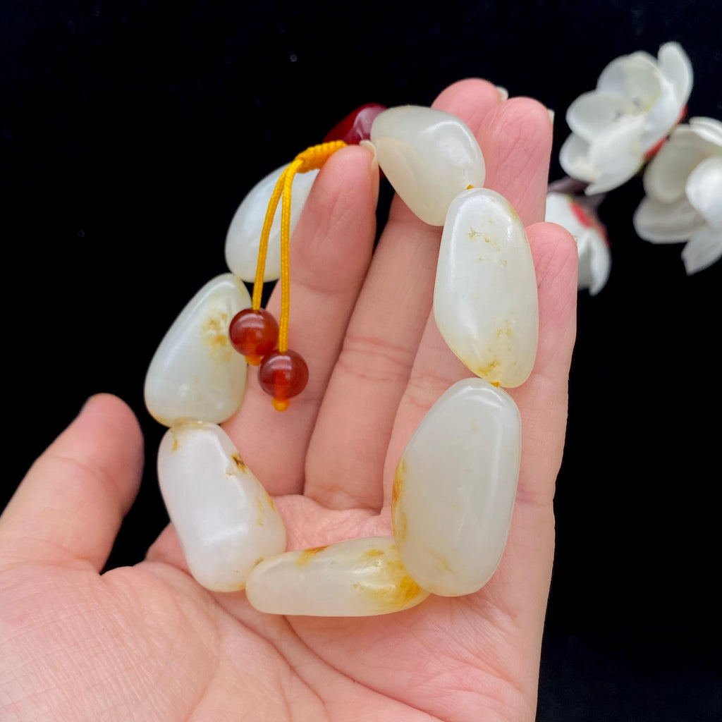 和田玉洒金皮籽料【精品手串】（61.1g）