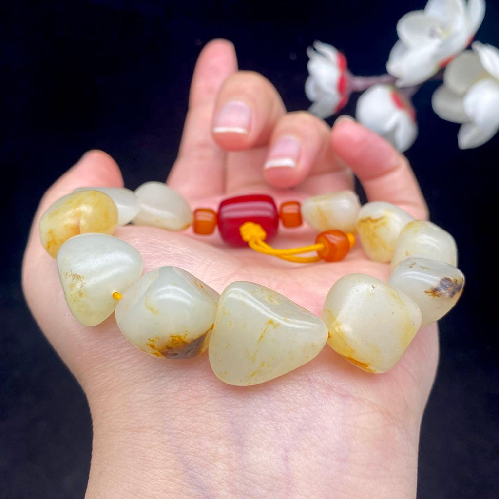和田玉洒金皮籽料【精品手串】（48.4g）