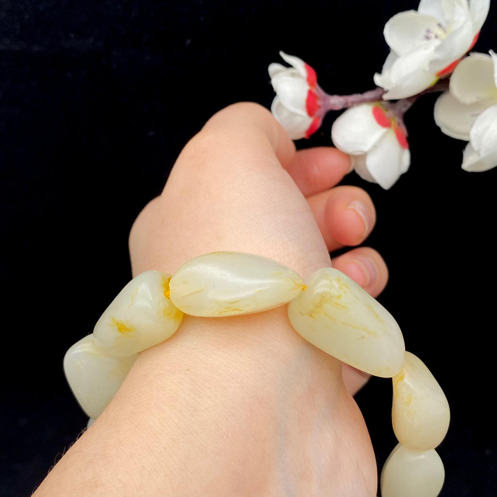 和田玉洒金皮【精品手串】（53.2g）
