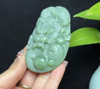 和田玉鸭蛋青手把件龙牌（96.4g）