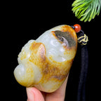 和田玉籽料子母瑞兽把件（157.2g）