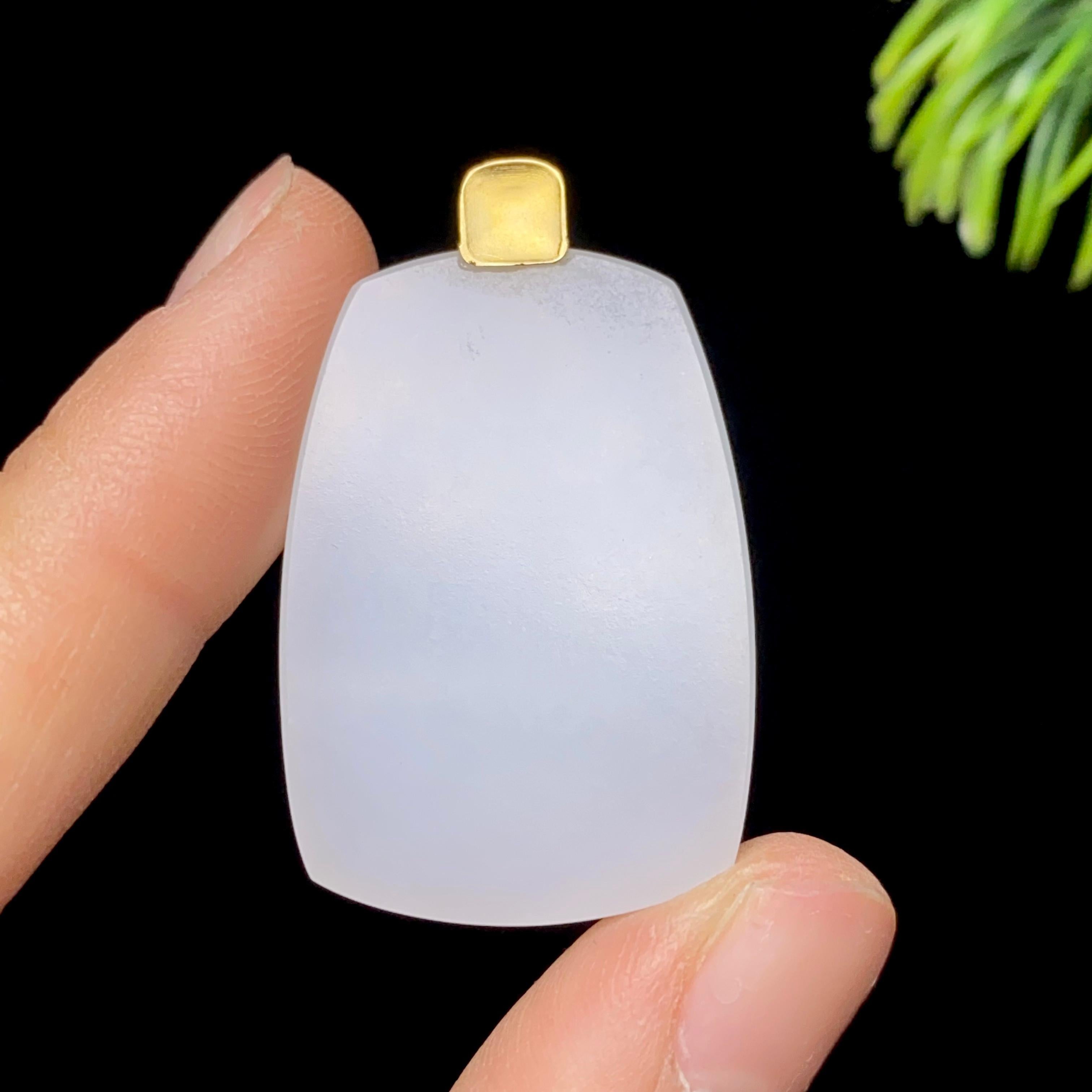 和田玉18K镶金白玉无事牌01024176（11.2g）