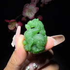 和田玉碧玉挂件麒麟（14.0g）