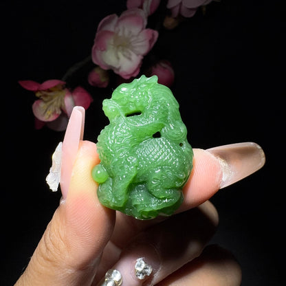 和田玉碧玉挂件麒麟（14.0g）