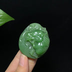 收藏级碧玉粉绿生肖龙挂件（53.0g）