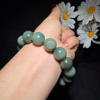 特色和田玉籽料沙枣青圆珠手串（69.1g）