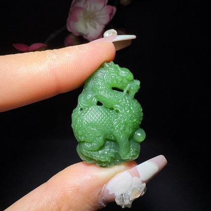 和田玉碧玉挂件麒麟（14.0g）